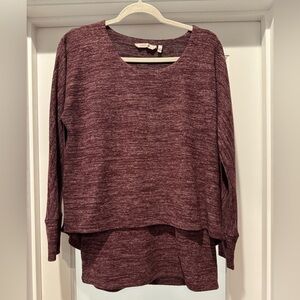 SOFT SURROUNDINGS Burgundy Size S Layered Knit Long sleeve Lagenlook Cozy Comfy